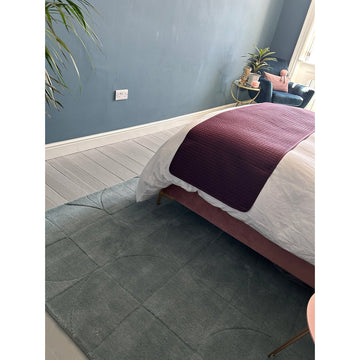 Penny Modern Geometric 3D Hand-Carved Hi-Low Soft Textured Wool Steel Blue Rug-Origins-Rug Love - The Most Loved Rug Store